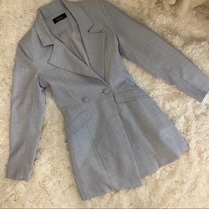 Baby blue plaid blazer dress